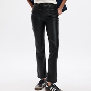 High Rise Gap Petite Vegan Black Leather Vintage Slim Pants